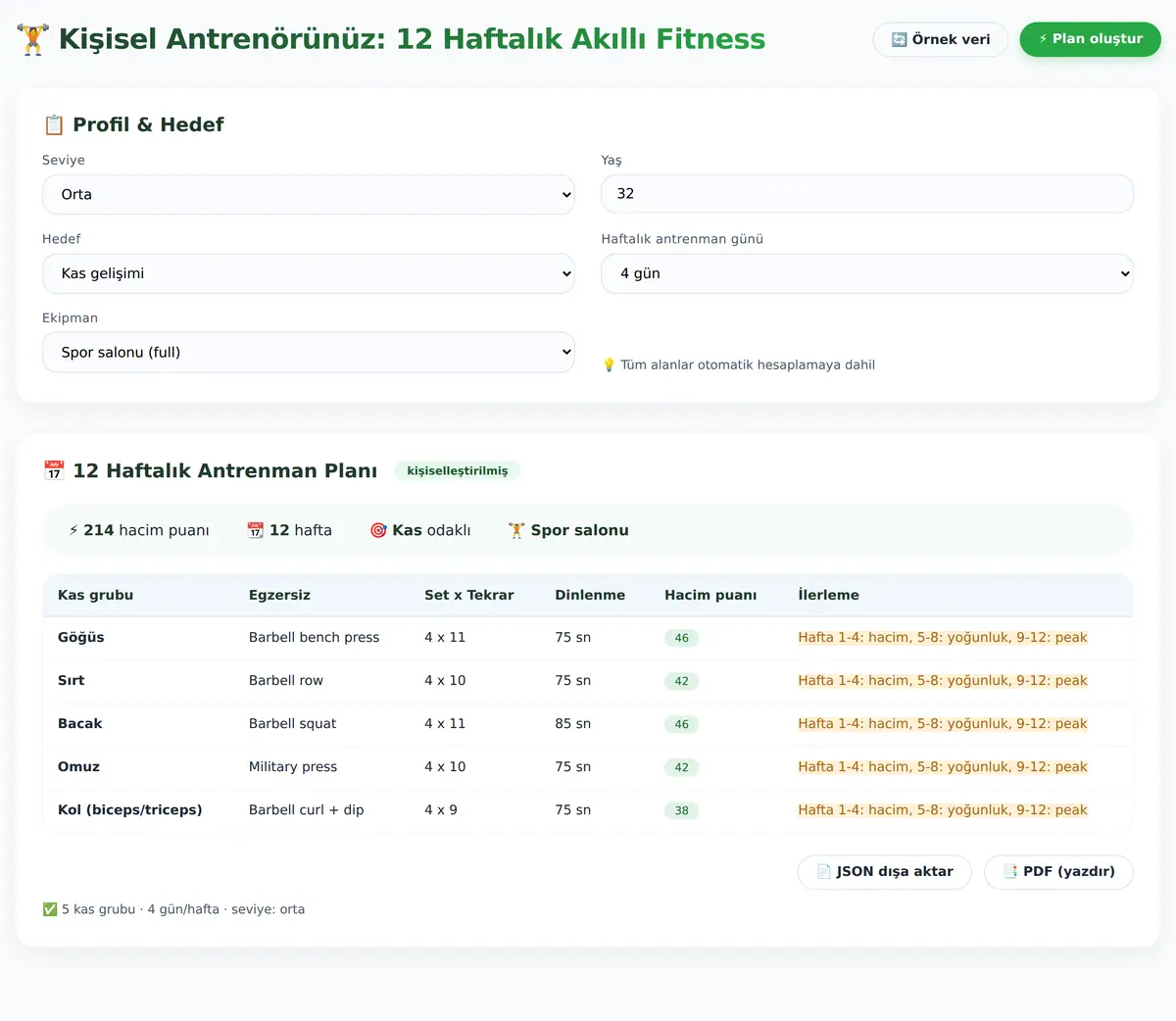 Kişisel Antrenörünüz: 12 Haftalık Akıllı Fitness ekran görüntüsü 3