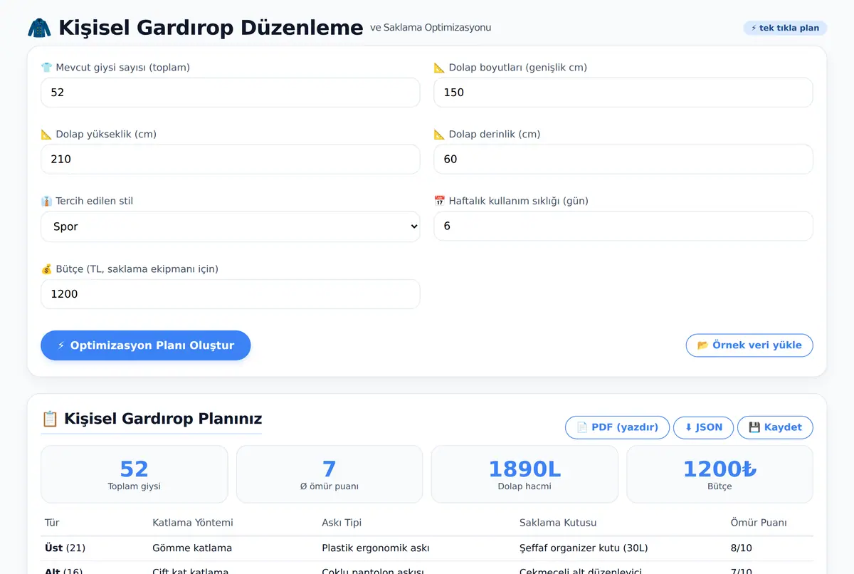 Kişisel Gardırop Düzenleme ve Saklama Optimizasyonu ekran görüntüsü 2