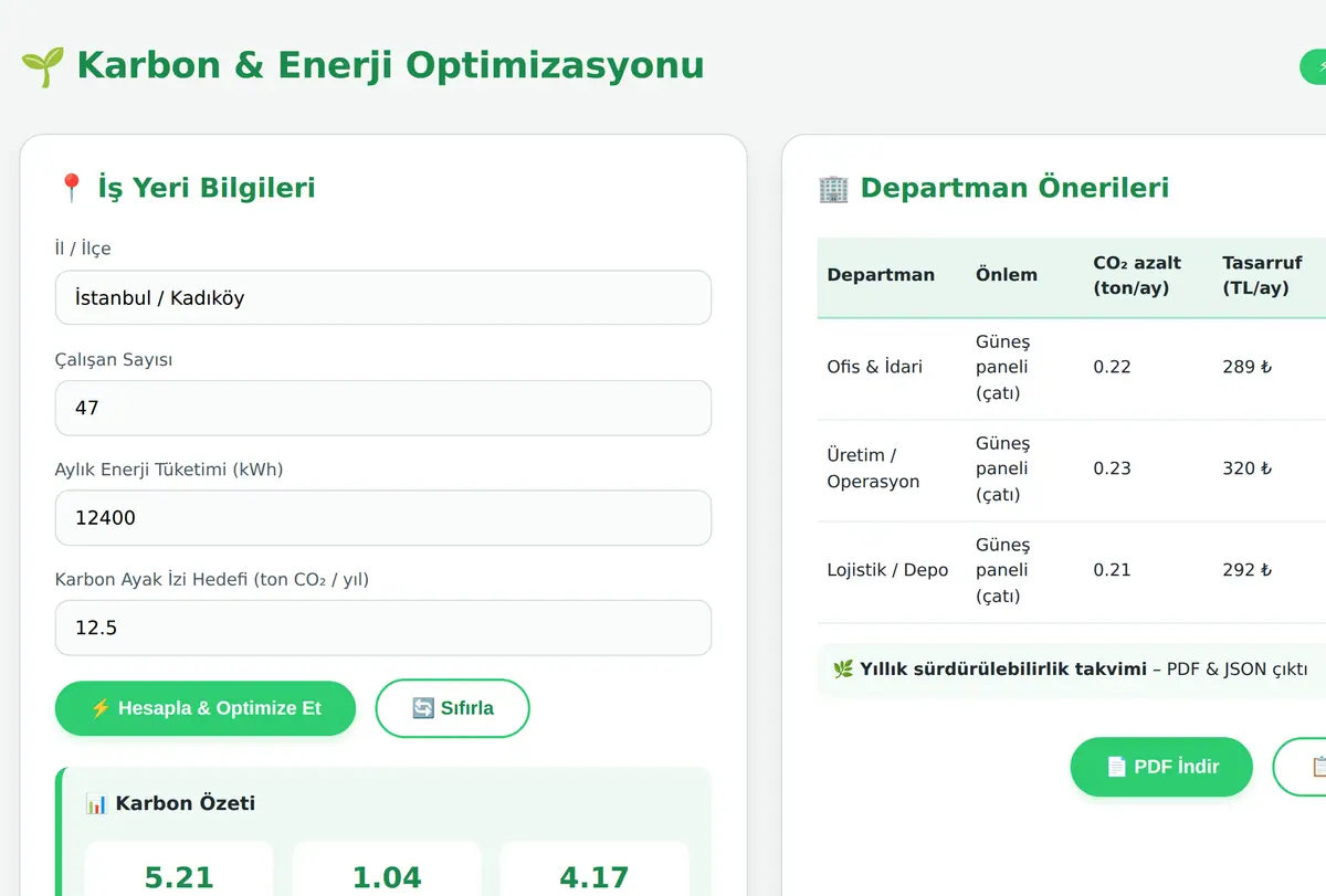 İş Yeri Karbon Ayak İzi ve Enerji Tasarrufu Hes ekran görüntüsü