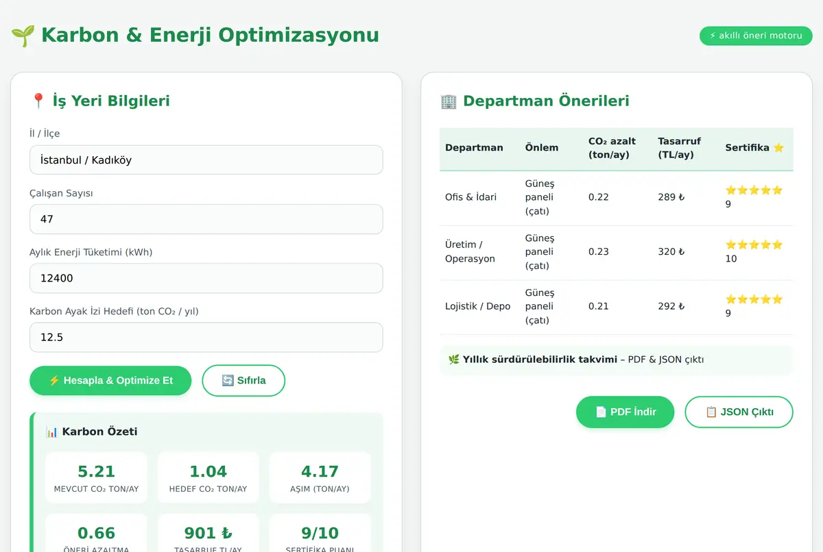 İş Yeri Karbon Ayak İzi ve Enerji Tasarrufu Hes ekran görüntüsü 2