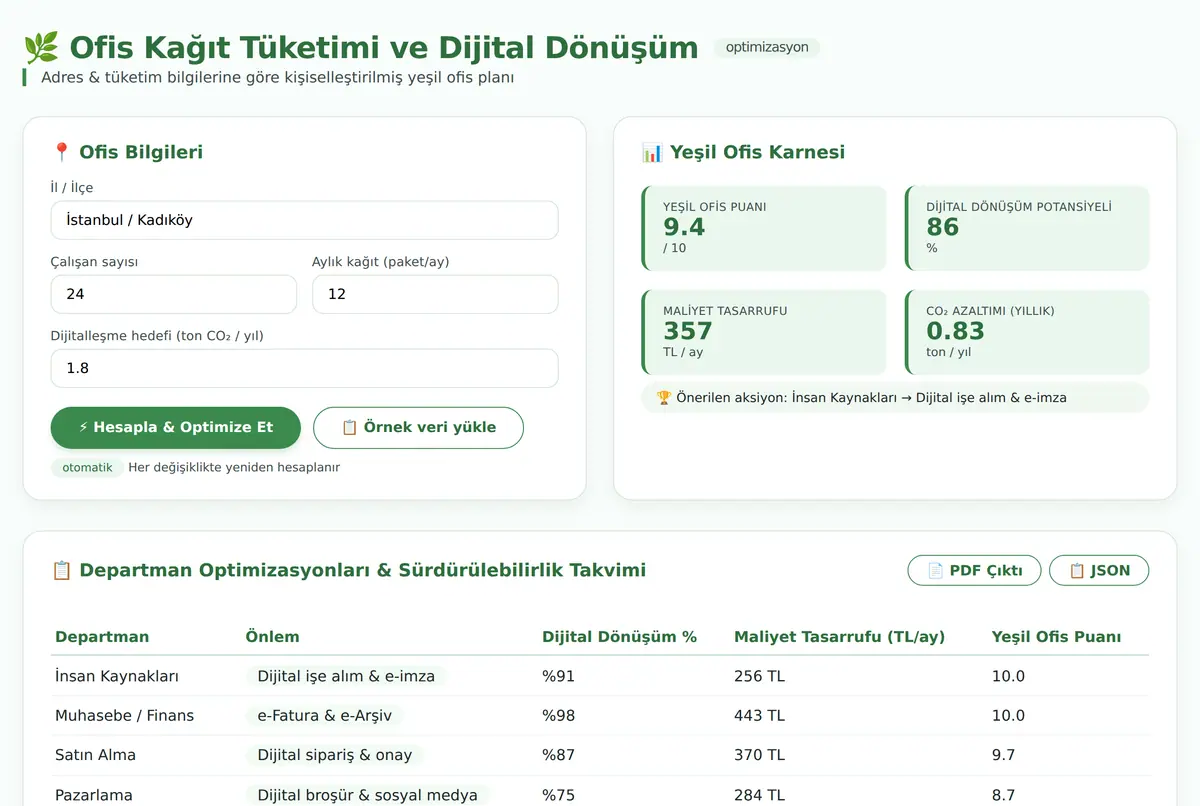 Ofis Kağıt Tüketimi ve Dijital Dönüşüm Optimizasyonu ekran görüntüsü 2