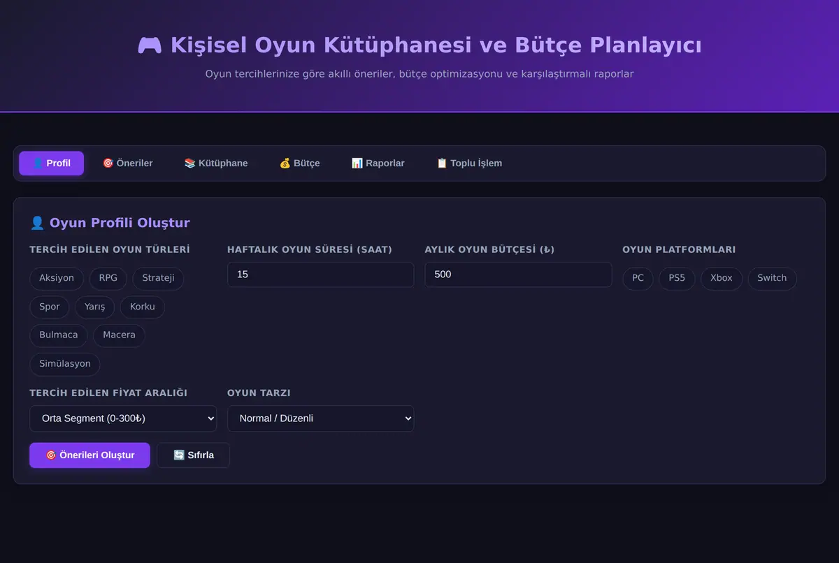 Kişisel Oyun Kütüphanesi ve Bütçe Planlayıcı ekran görüntüsü 3