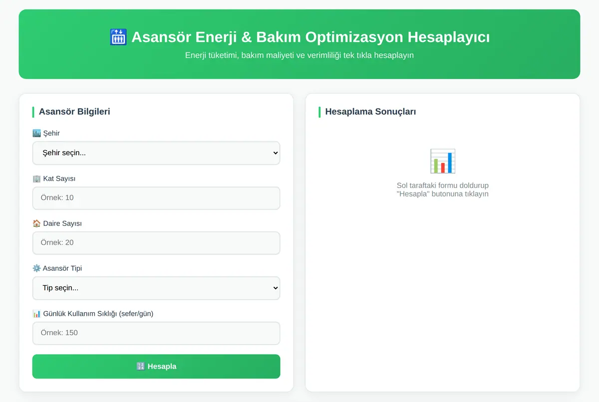 Asansör Enerji & Bakım Optimizasyon Hesaplayıcı ekran görüntüsü 2