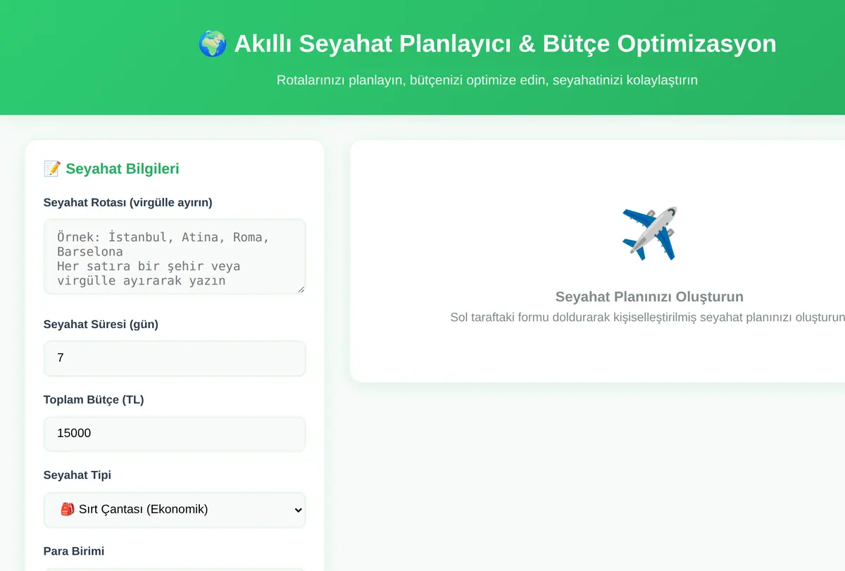 Akıllı Seyahat Planlayıcı & Bütçe Optimizasyon ekran görüntüsü