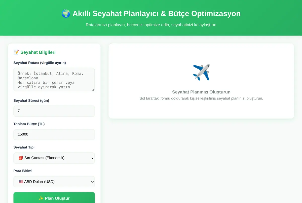 Akıllı Seyahat Planlayıcı & Bütçe Optimizasyon ekran görüntüsü 2