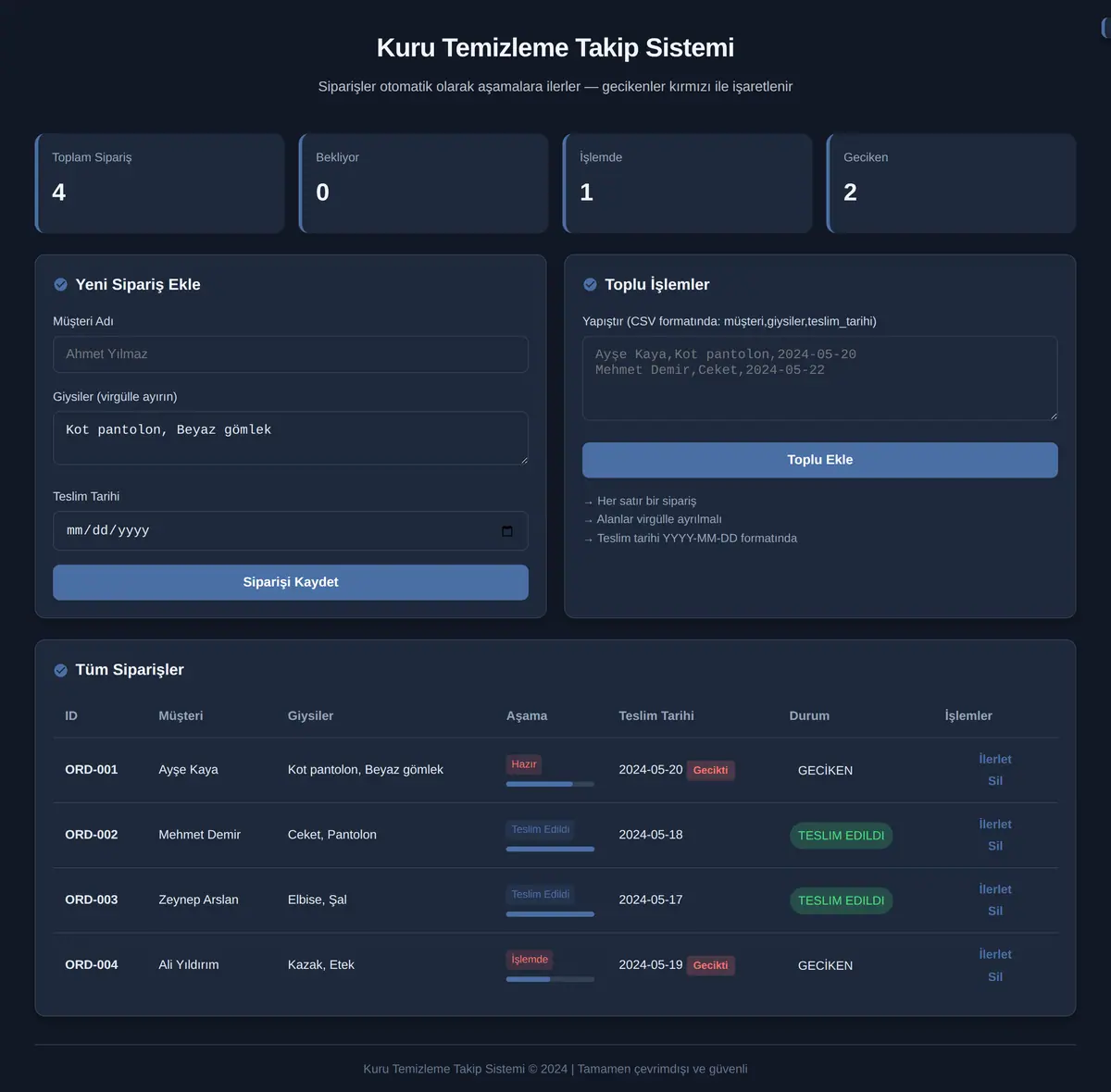 Kuru Temizleme Takip Sistemi ekran görüntüsü 3