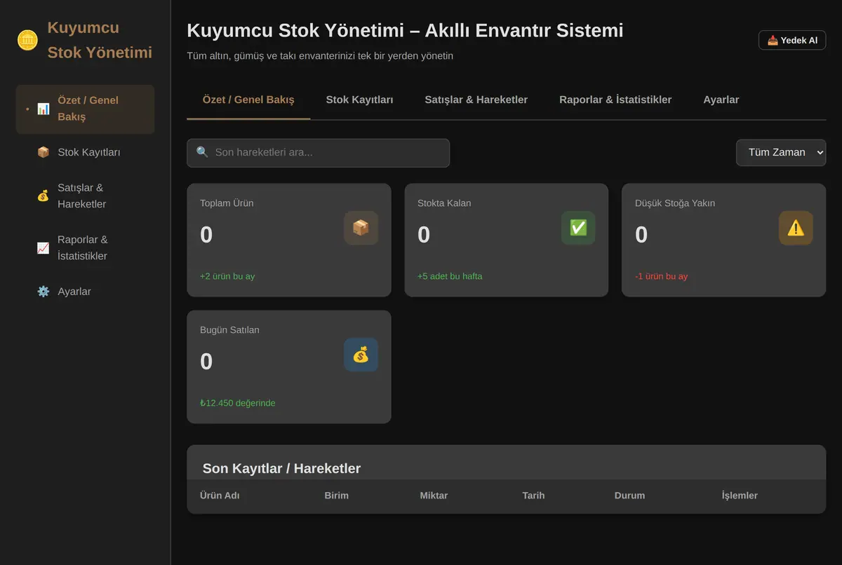 Kuyumcu Stok Yönetimi - Akıllı Envantır Sistemi ekran görüntüsü 2