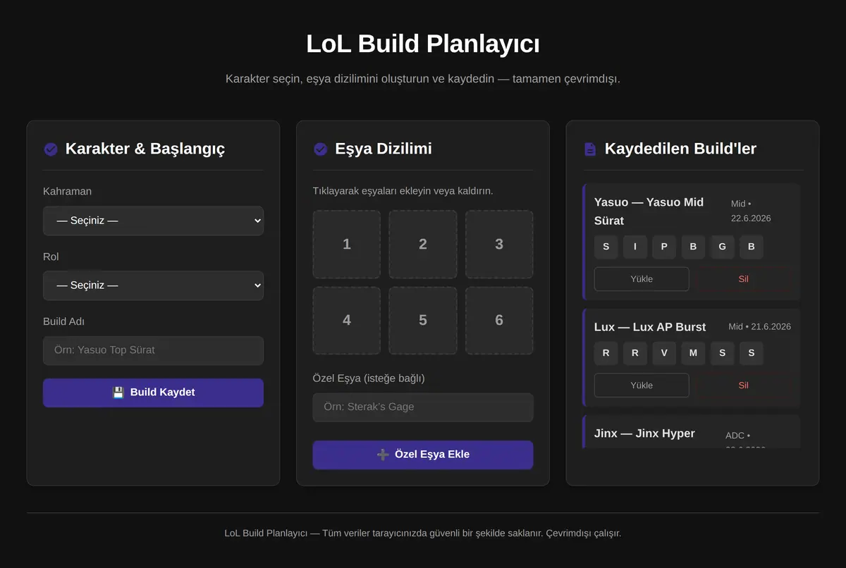 LoL Build Planlayıcı - Eşya Dizilimi Aracı ekran görüntüsü 2