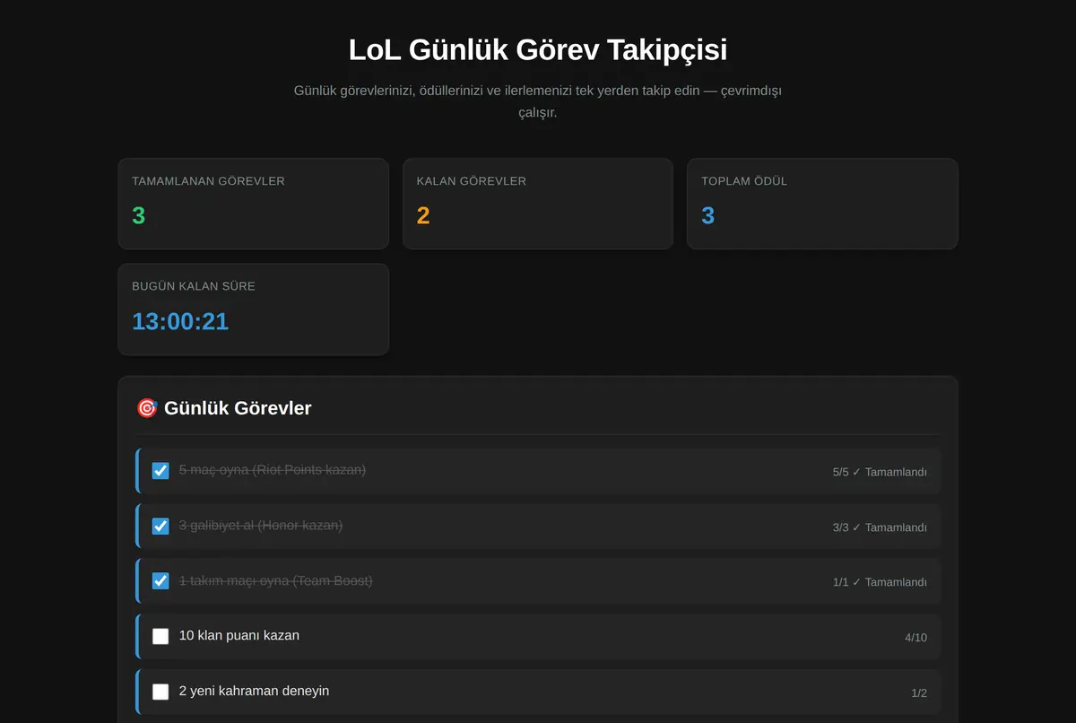 LoL Günlük Görev Takipçisi ekran görüntüsü 2