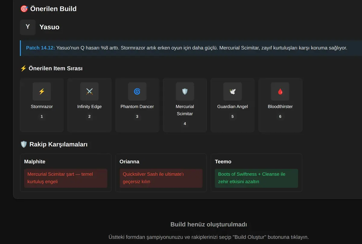 LoL Build Rehberi ekran görüntüsü