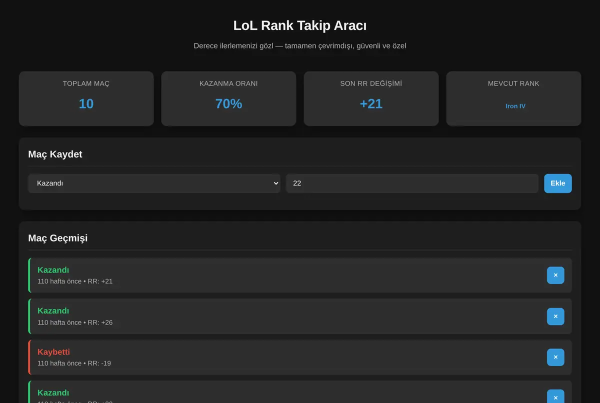 LoL Rank Takip Aracı - Derece İlerlemenizi Gözl ekran görüntüsü 2