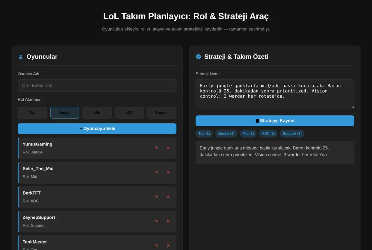 LoL Takım Planlayıcı: Rol & Strateji Araç ekran görüntüsü 2