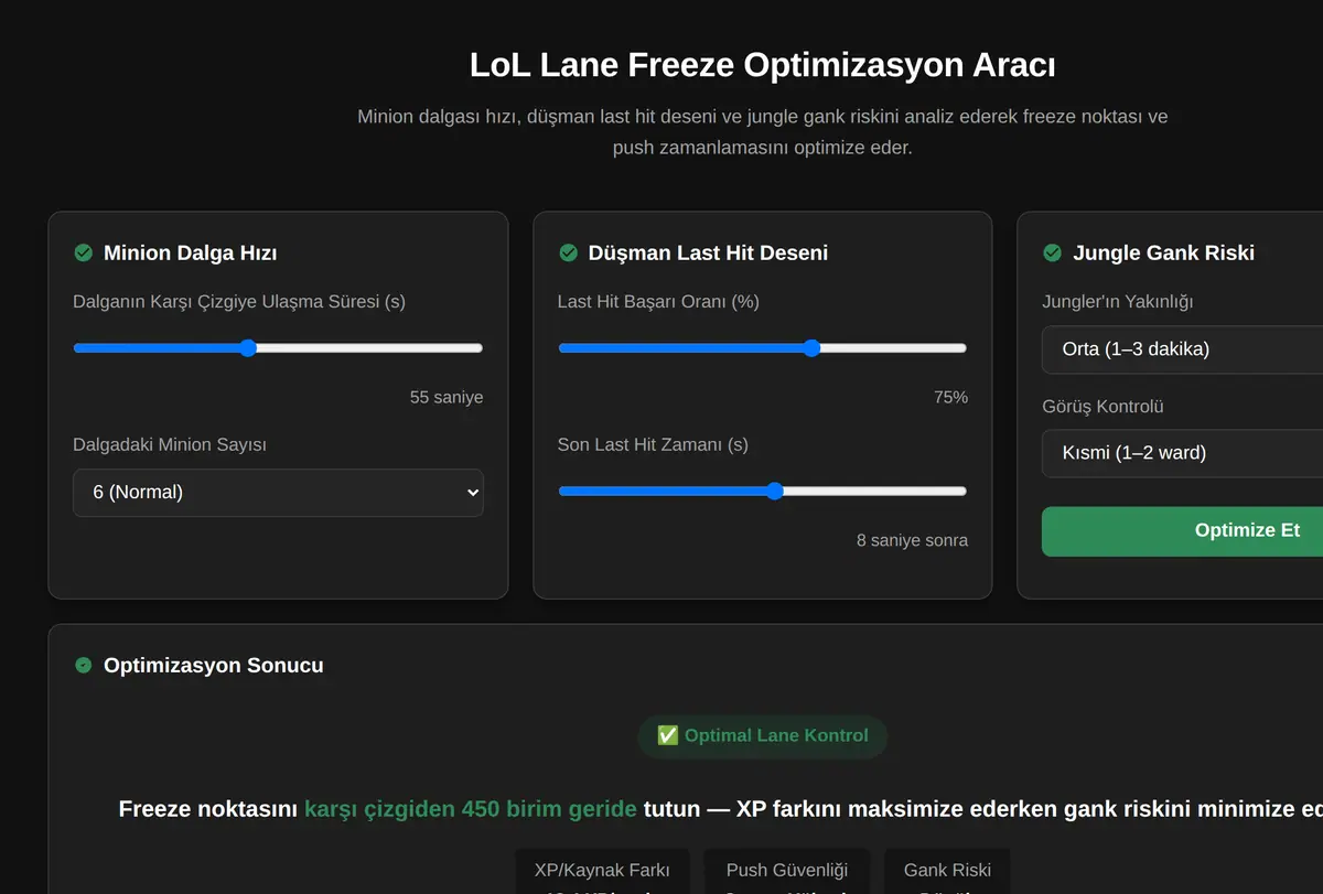 LoL Lane Freeze Optimizasyon Aracı ekran görüntüsü