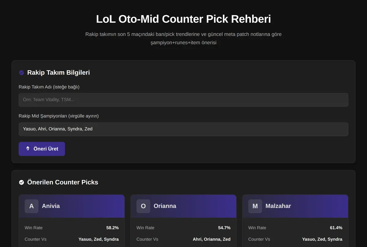 LoL Oto-Mid Counter Pick Rehberi ekran görüntüsü 2