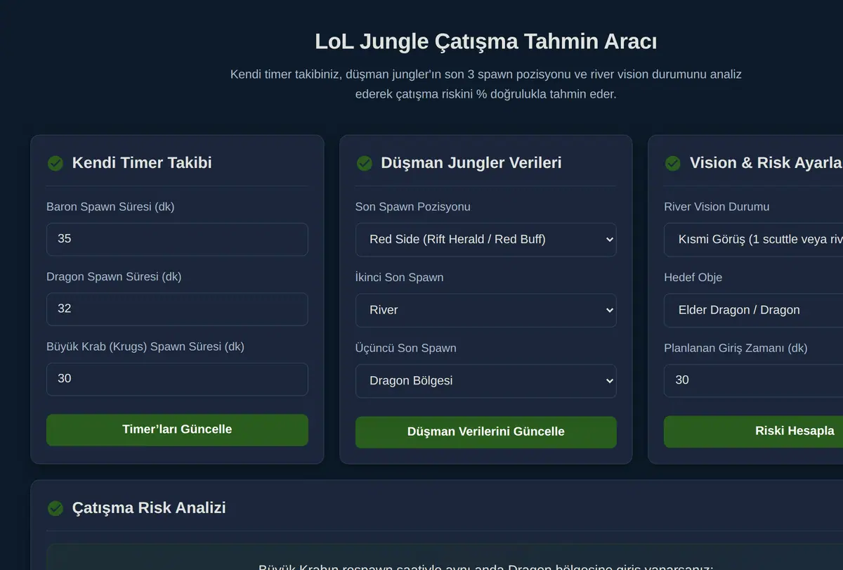 LoL Jungle Tahmin Aracı ekran görüntüsü