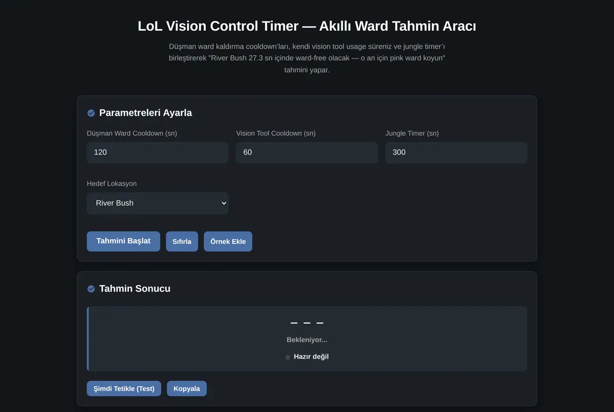 LoL Vision Control Timer, Akıllı Ward Tahmin Aracı ekran görüntüsü 2