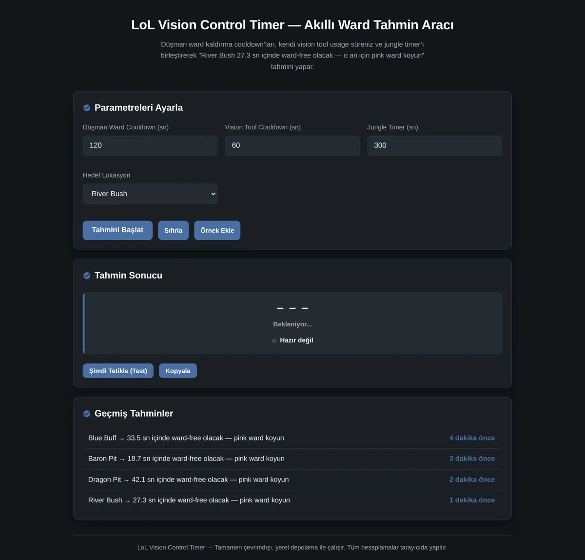LoL Vision Control Timer, Akıllı Ward Tahmin Aracı ekran görüntüsü 3