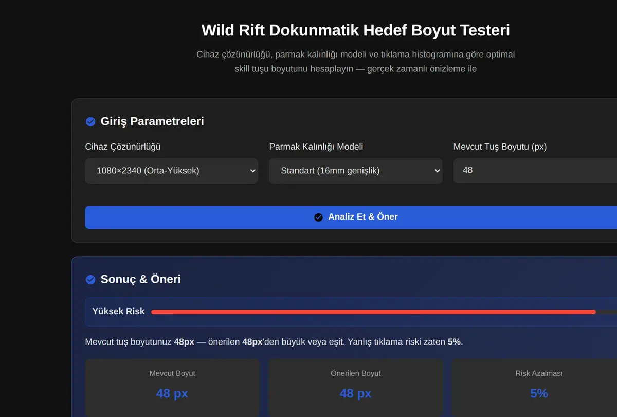 Wild Rift Dokunmatik Hedef Boyut Testeri ekran görüntüsü