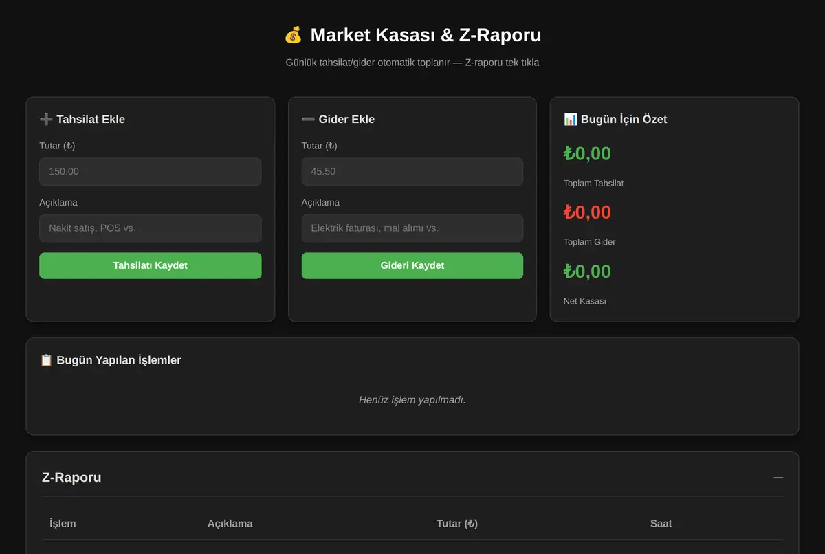 Market Kasası & Z-Raporu ekran görüntüsü 2
