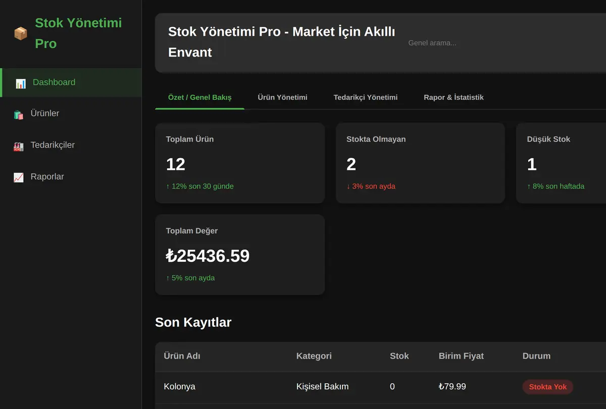 Stok Yönetimi Pro - Market İçin Akıllı Envant ekran görüntüsü