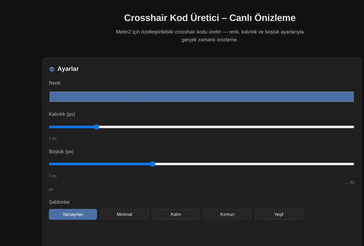 Crosshair Kod Üretici - Canlı Önizleme ekran görüntüsü