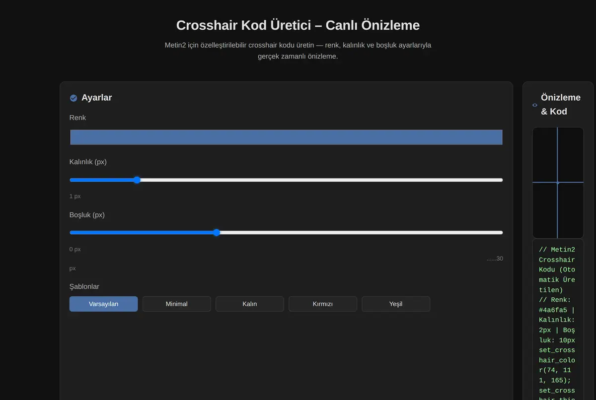 Crosshair Kod Üretici - Canlı Önizleme ekran görüntüsü 2