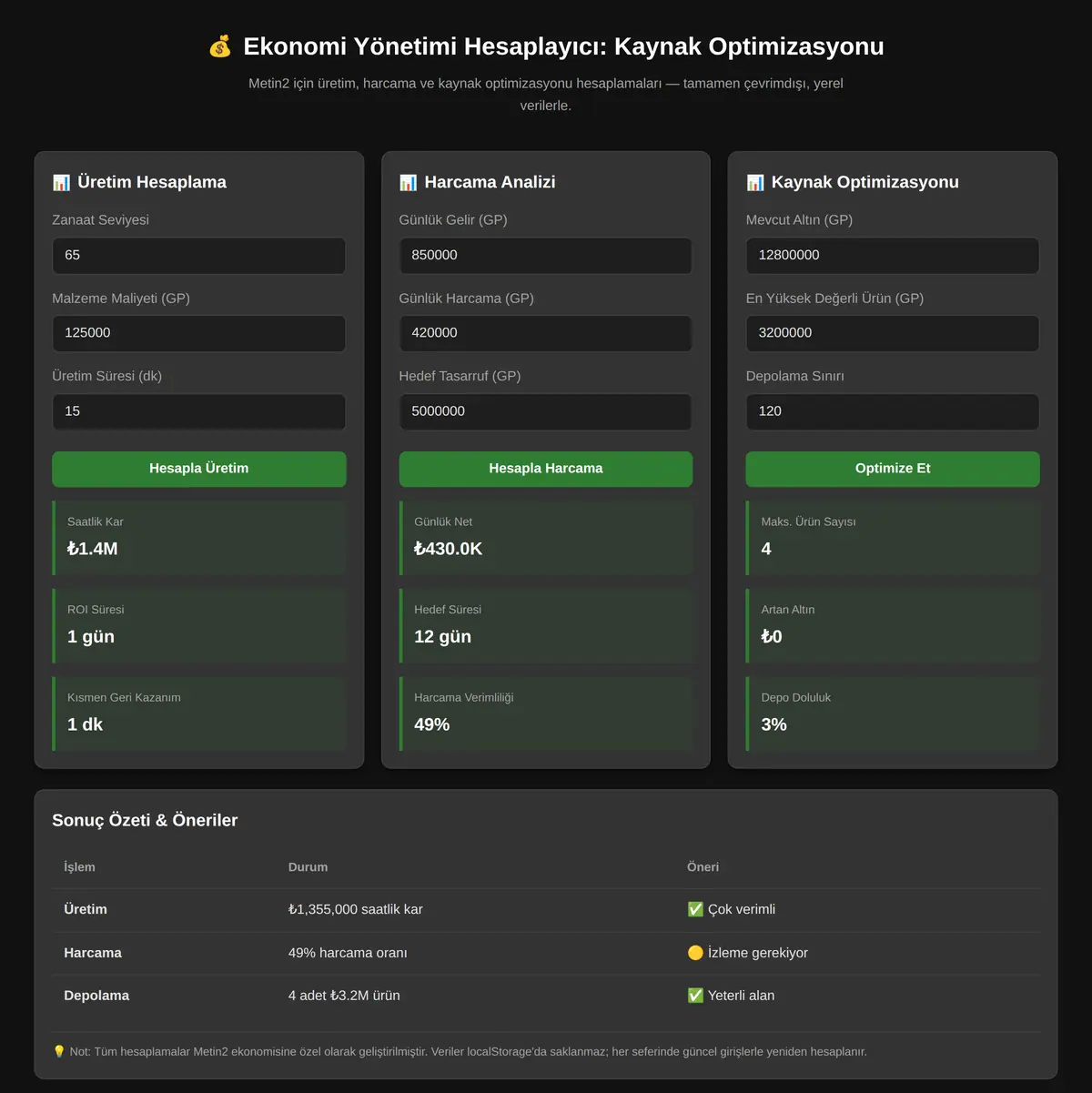 Ekonomi Yönetimi Hesaplayıcı: Kaynak Optimizasyonu ekran görüntüsü 3