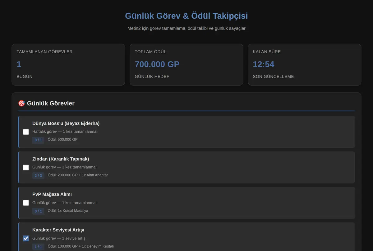 Günlük Görev & Ödül Takipçisi ekran görüntüsü 2