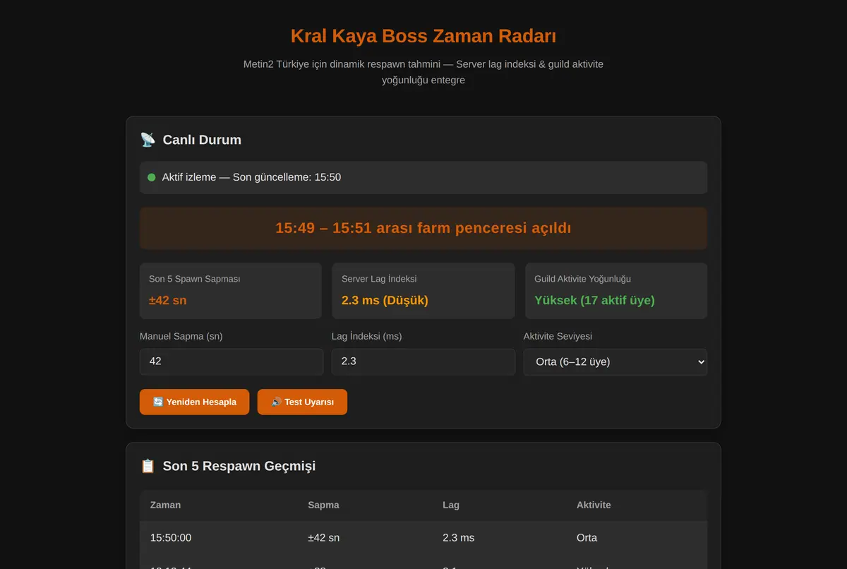 Kral Kaya Boss Zaman Radarı ekran görüntüsü 2