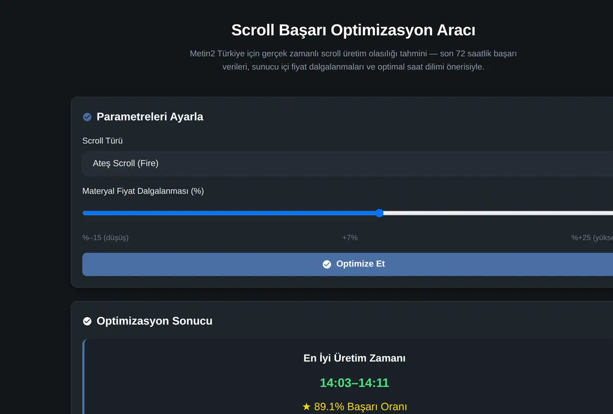 Scroll Başarı Optimizasyon Aracı ekran görüntüsü