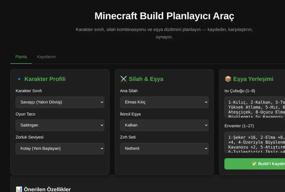 Minecraft Build Planlayıcı Araç ekran görüntüsü