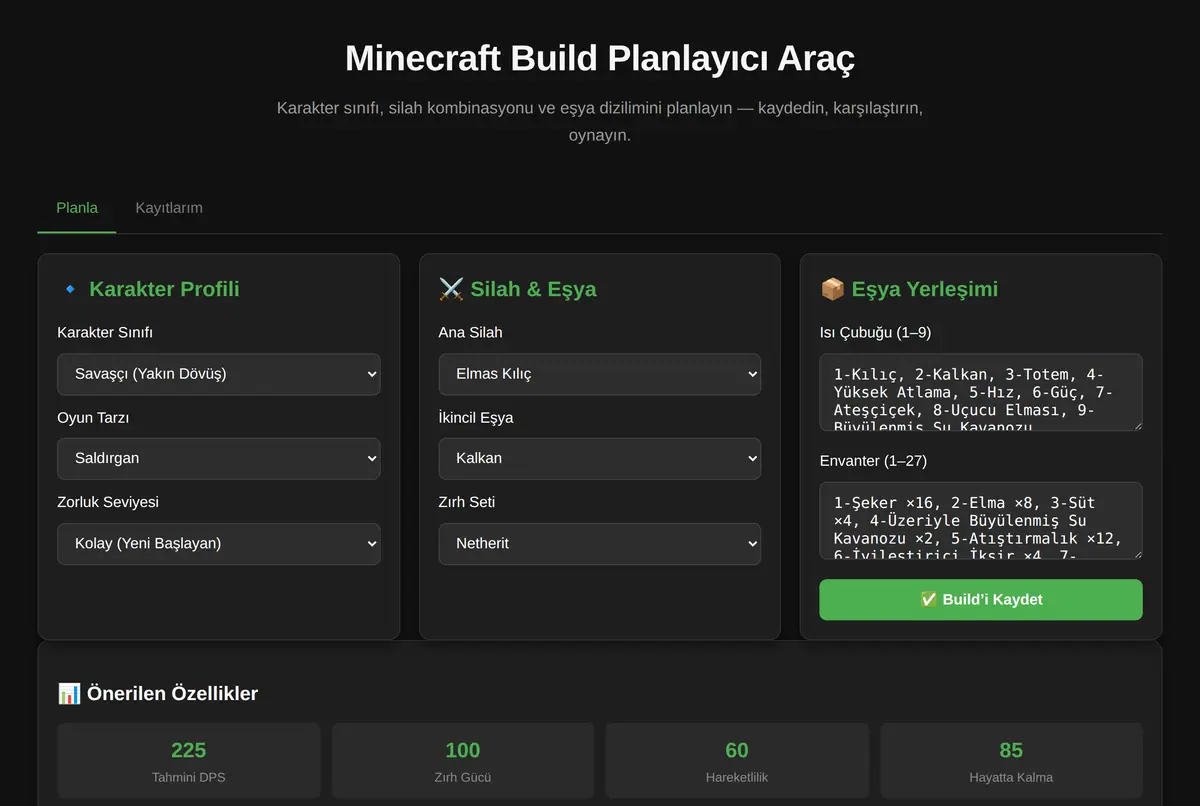 Minecraft Build Planlayıcı Araç ekran görüntüsü 2