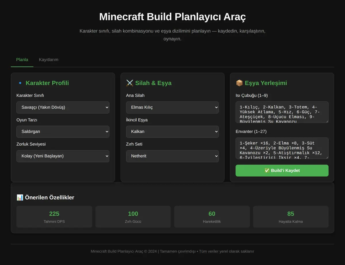 Minecraft Build Planlayıcı Araç ekran görüntüsü 3