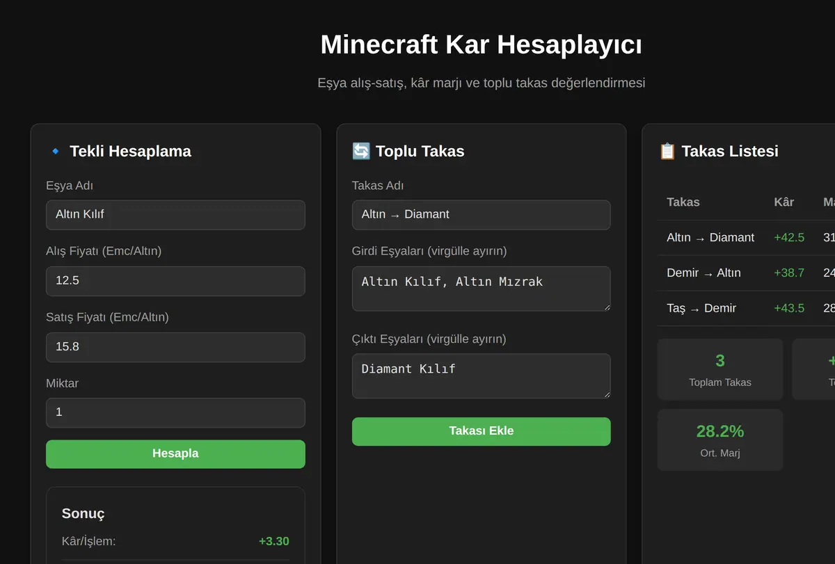 Minecraft Kar Hesaplayıcı ekran görüntüsü