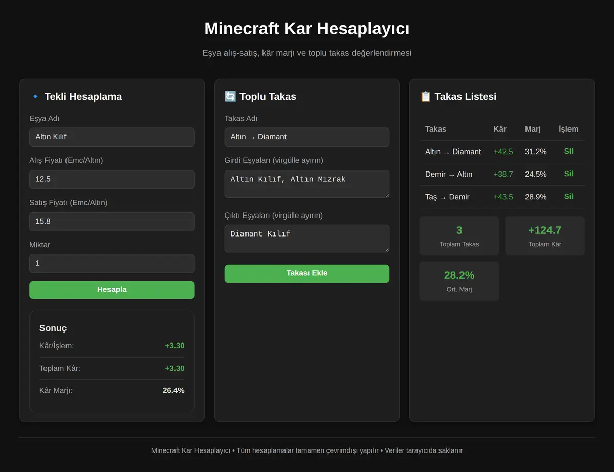 Minecraft Kar Hesaplayıcı ekran görüntüsü 3
