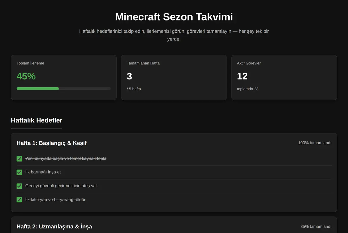 Minecraft Sezon Takvimi ekran görüntüsü 2