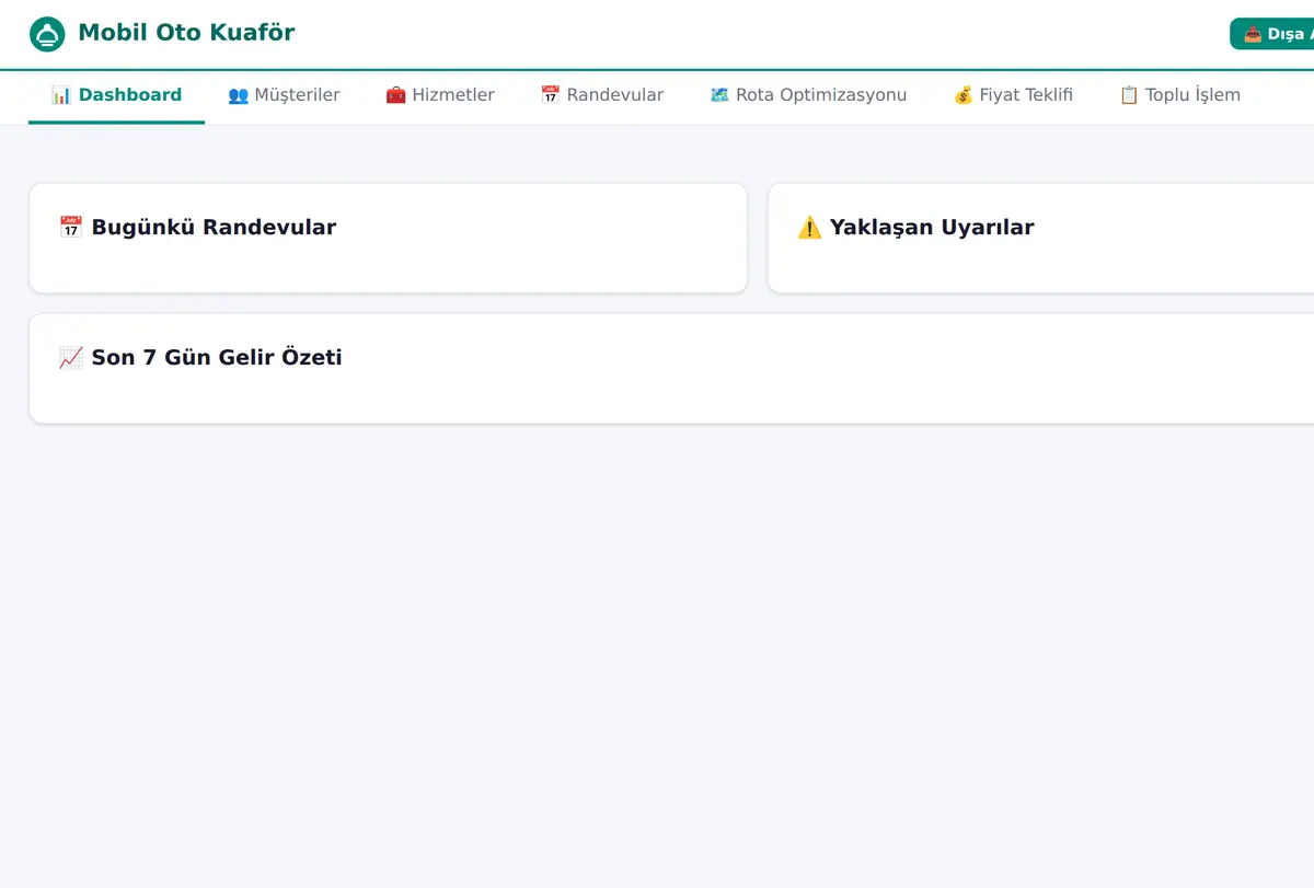 Mobil Kuaför Randevu & Rota Sistemi ekran görüntüsü