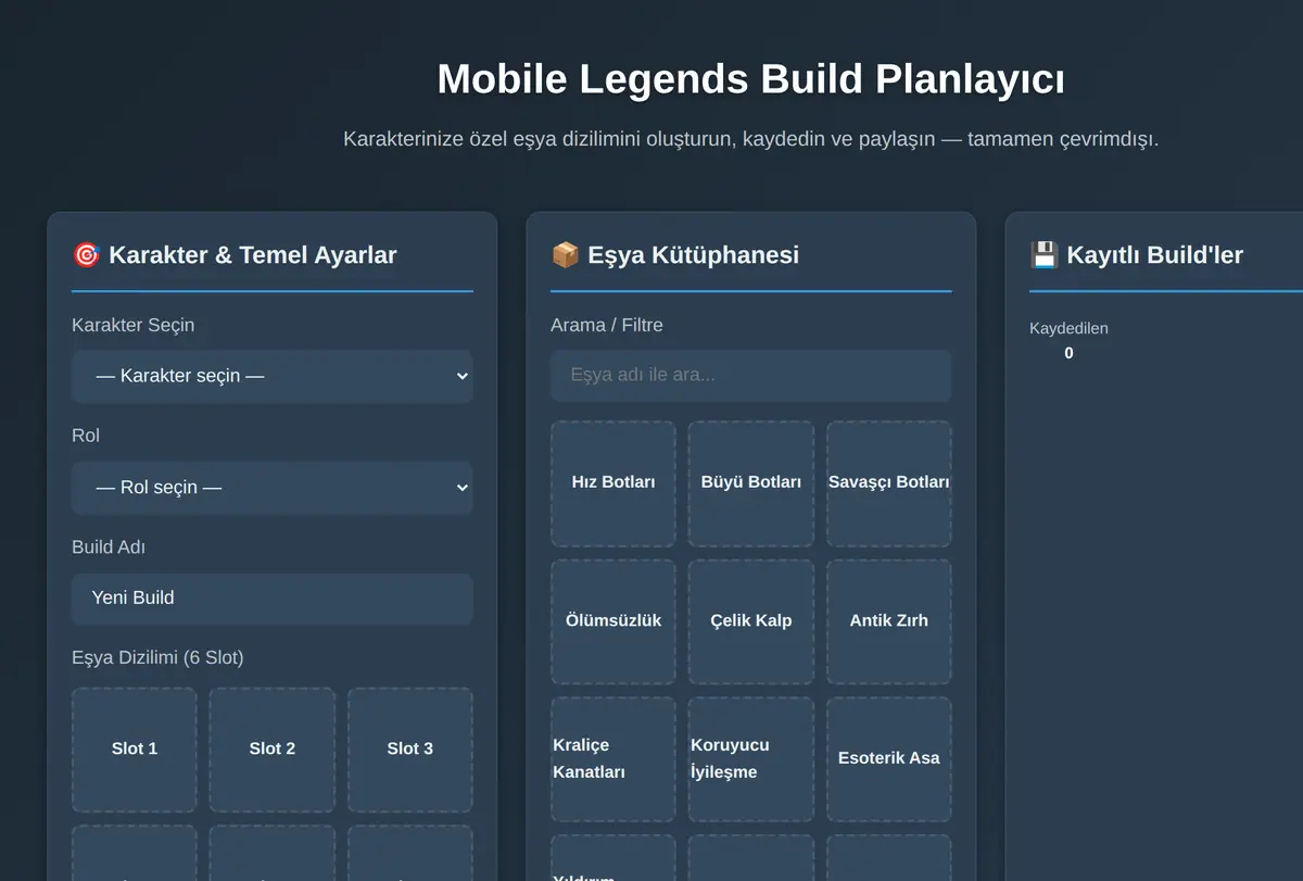 Mobile Legends Build Planlayıcı ekran görüntüsü