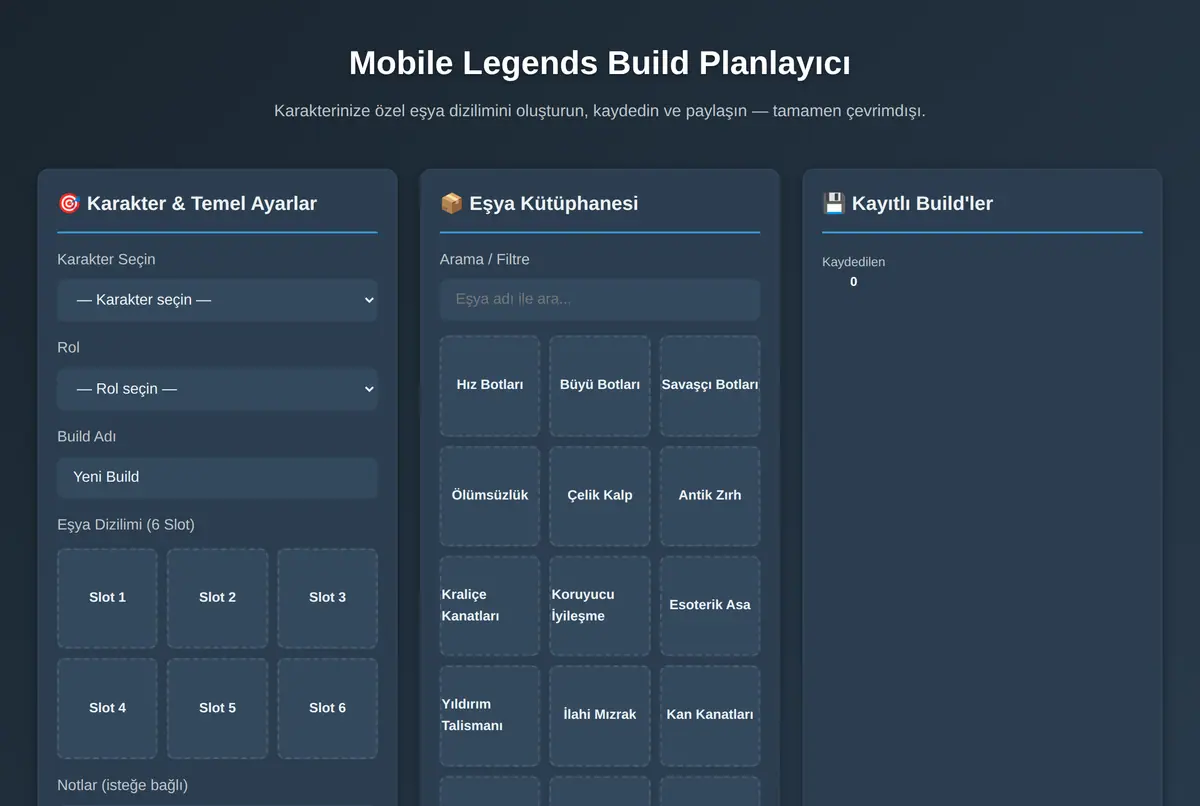 Mobile Legends Build Planlayıcı ekran görüntüsü 2