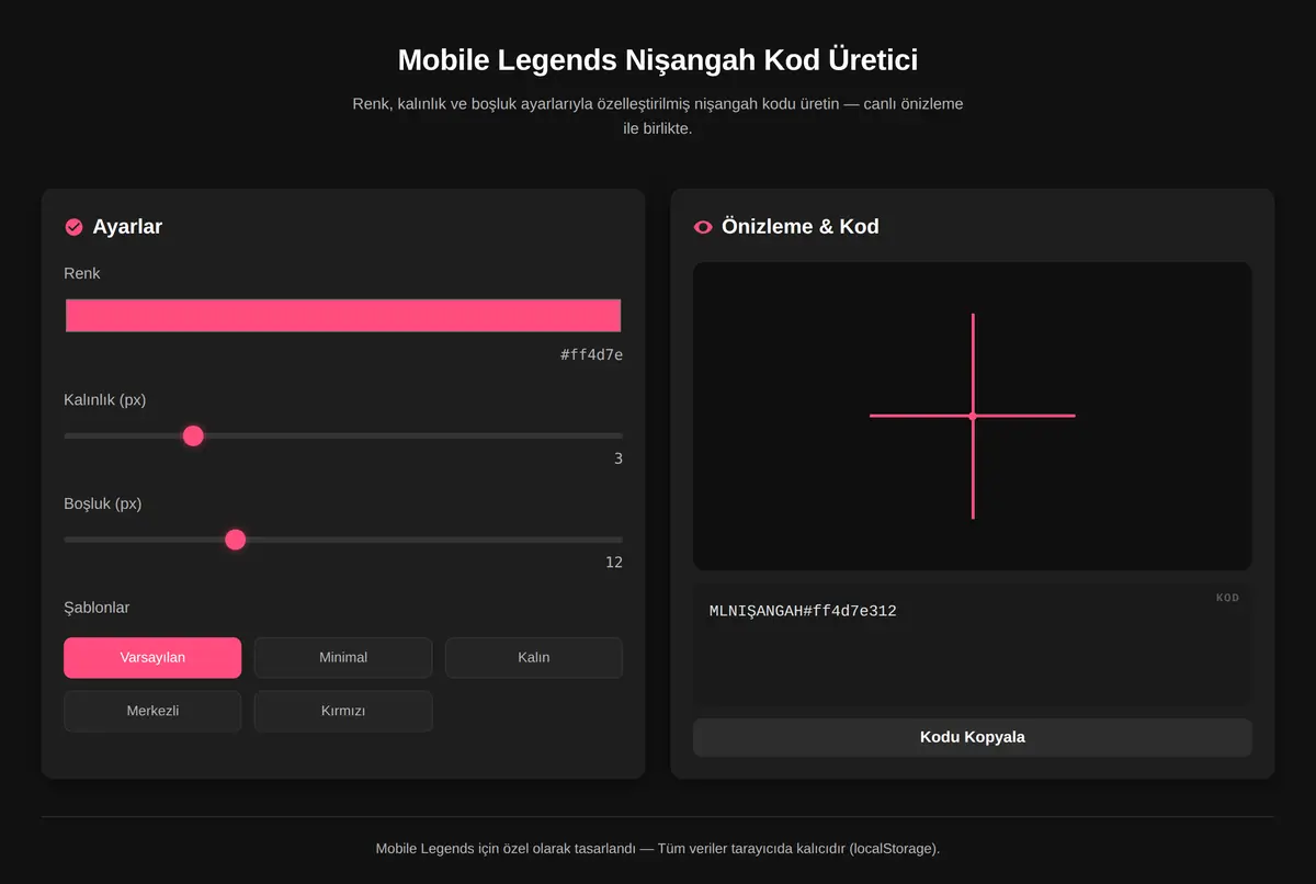 Mobile Legends Nişangah Kod Üretici ekran görüntüsü 3