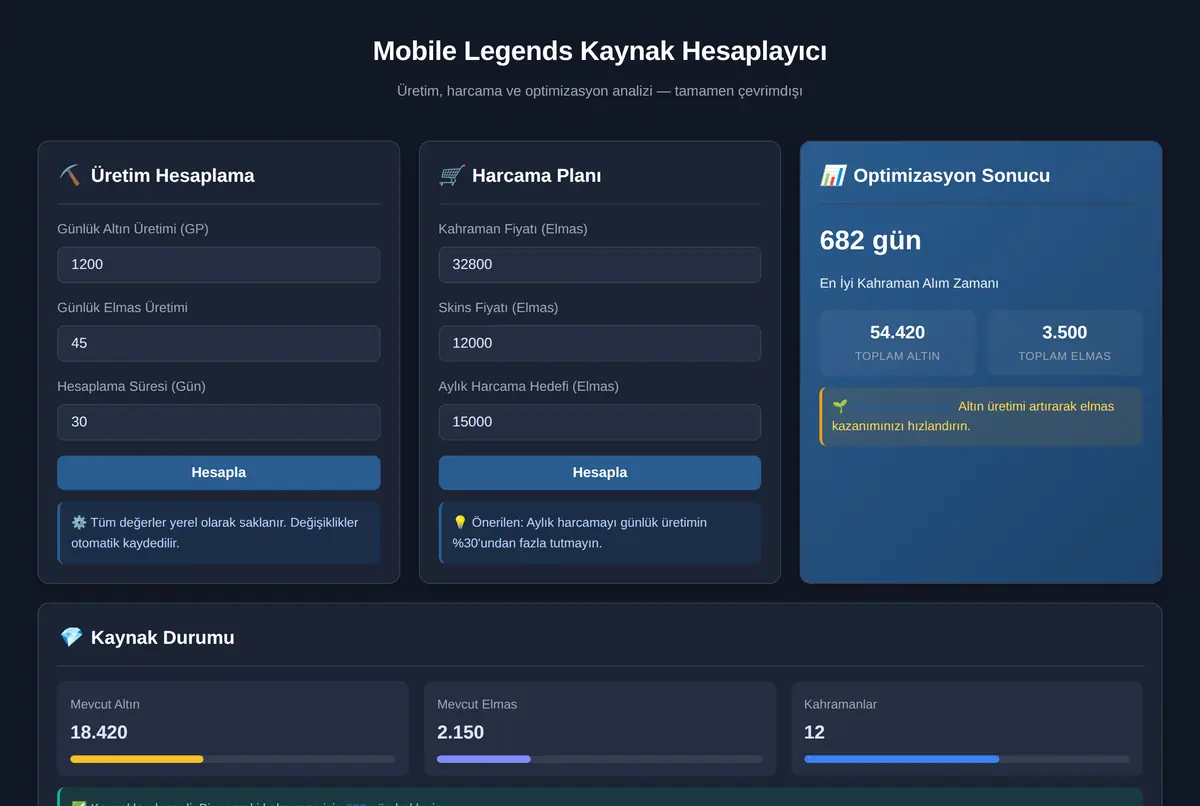 Mobile Legends Kaynak Hesaplayıcı ekran görüntüsü 2