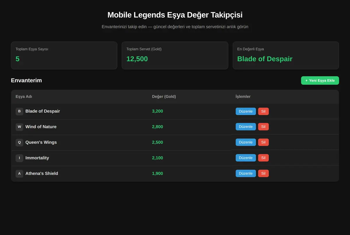Mobile Legends Eşya Değer Takipçisi ekran görüntüsü 2