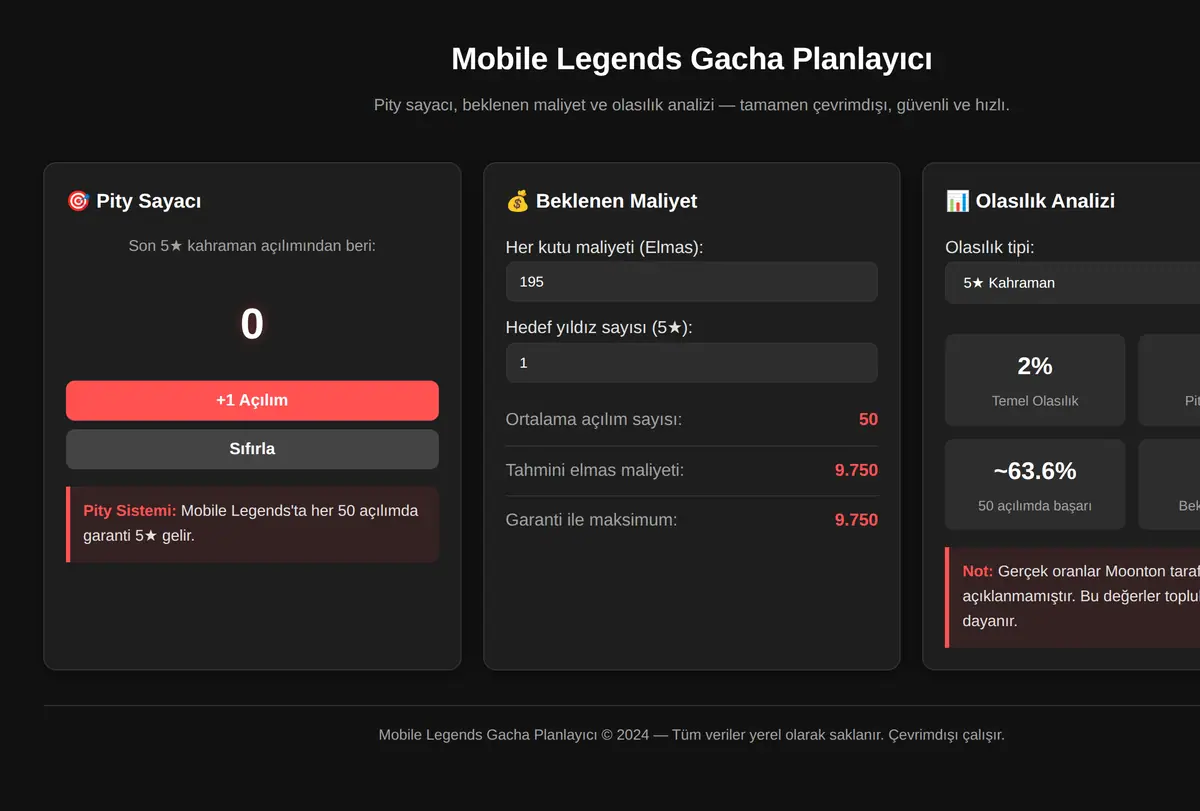 Mobile Legends Gacha Planlayıcı ekran görüntüsü
