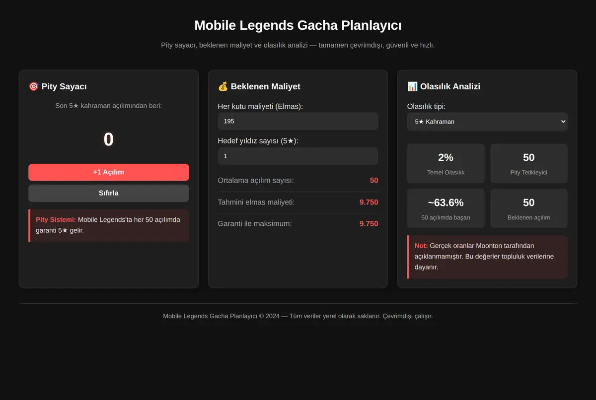 Mobile Legends Gacha Planlayıcı ekran görüntüsü 3