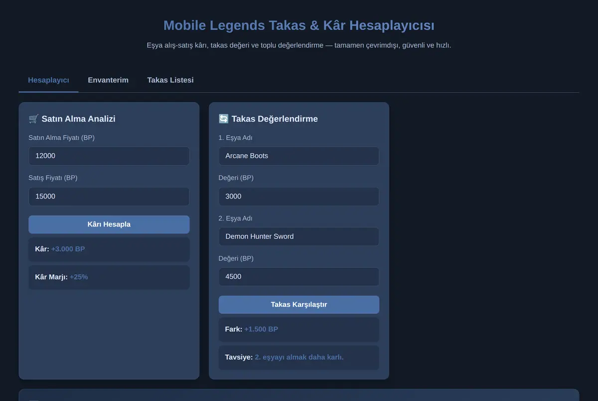 Mobile Legends Takas & Kâr Hesaplayıcısı ekran görüntüsü 2