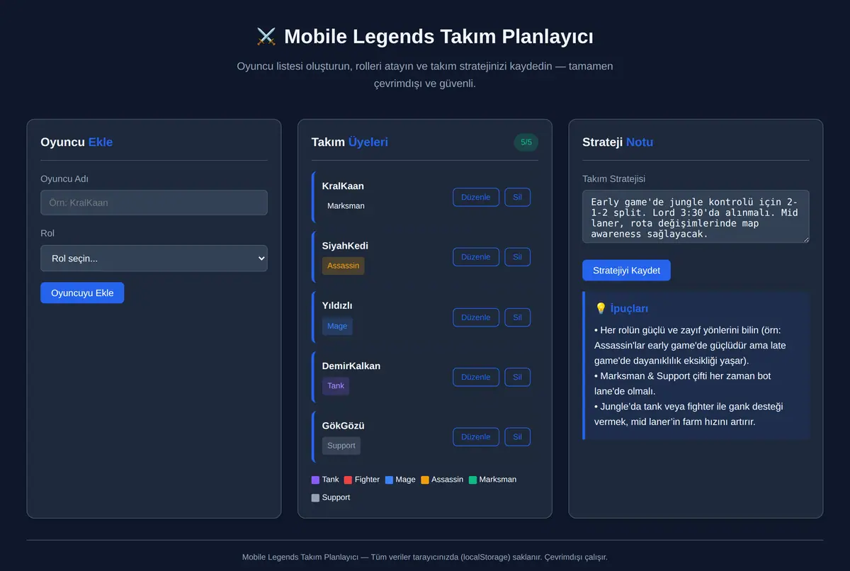 Mobile Legends Takım Planlayıcı ekran görüntüsü 2