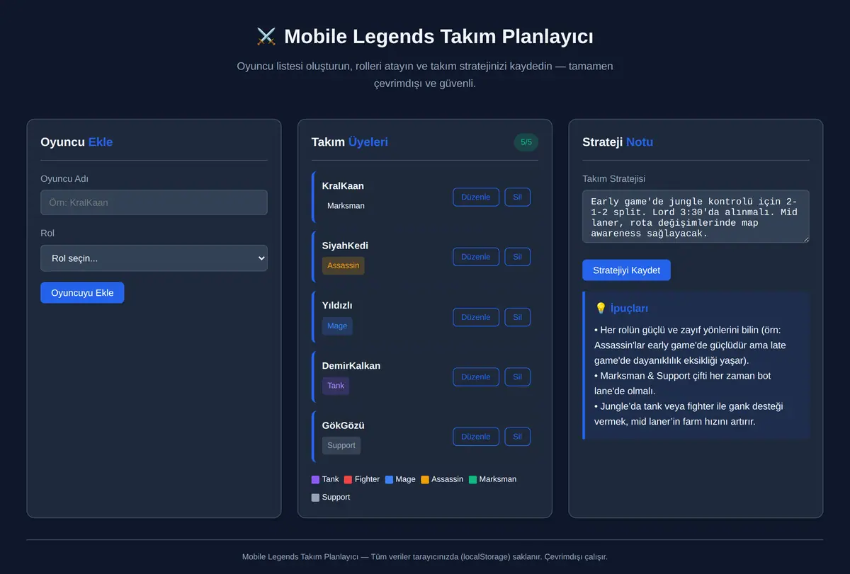 Mobile Legends Takım Planlayıcı ekran görüntüsü 3