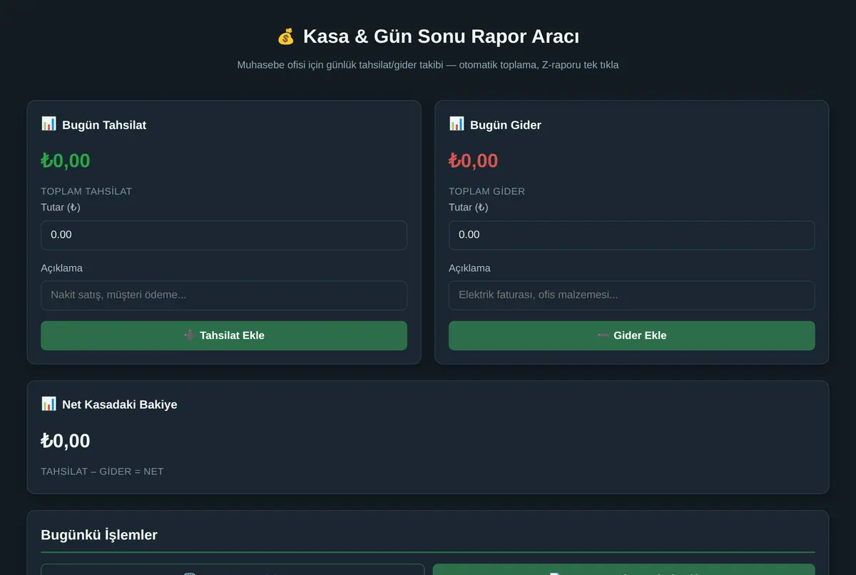 Kasa & Gün Sonu Rapor Aracı ekran görüntüsü 2