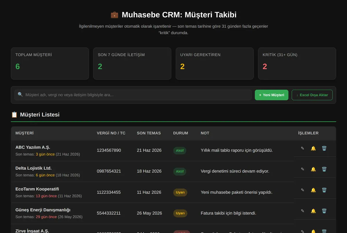 Muhasebe CRM: Müşteri Takibi ekran görüntüsü 2