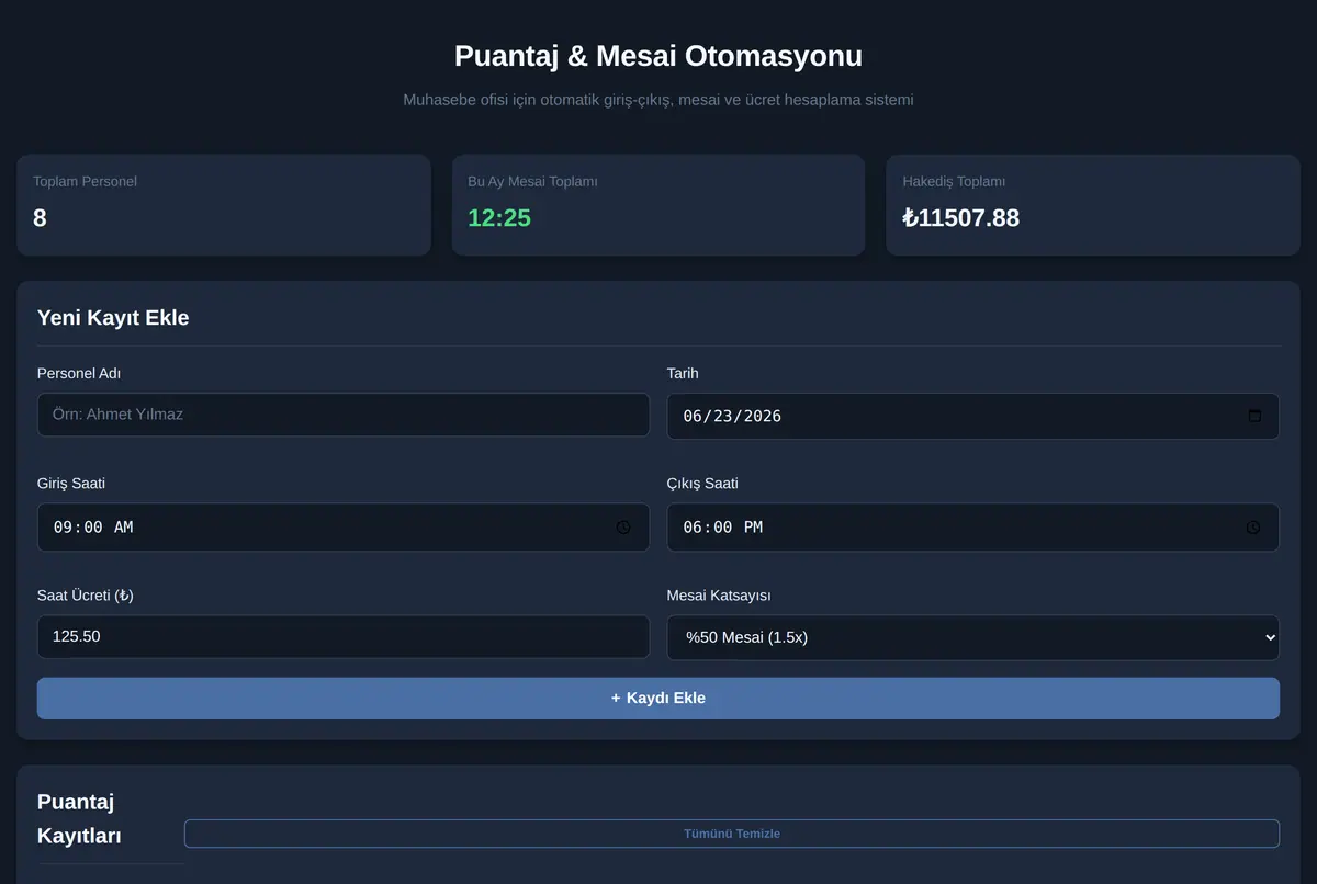 Puantaj & Mesai Otomasyonu ekran görüntüsü 2